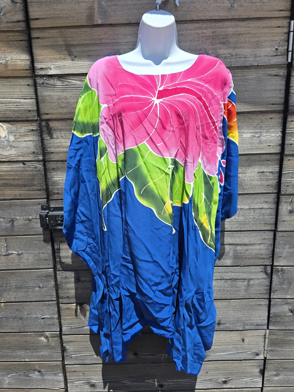 Vibrant Floral Tunic Top in Pink, Blue & Green